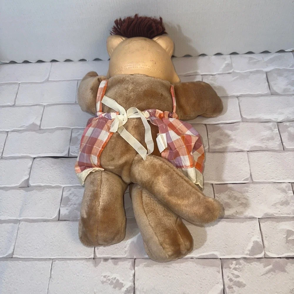 Vintage 1983 Cabbage Patch‎ Kids Koosas Plush Cat Brown Plaid Dress Coleco 80s